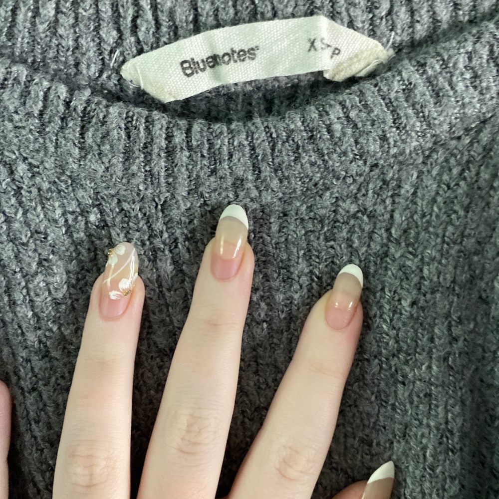 Bluenotes Crewneck Sweater Cropped Ribbed Pattern - Picture 2 of 3